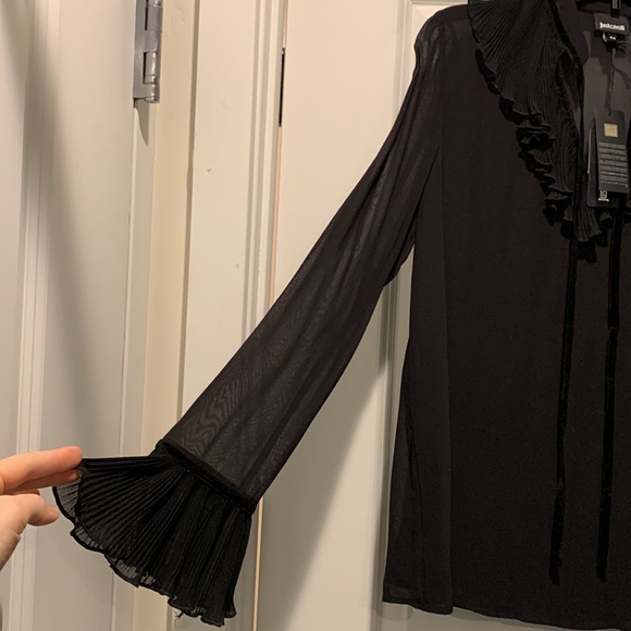 NWT Just Cavalli Women’s woven long sleeve top, size 44 Italy / 6 - 8 US - Picture 3 of 7